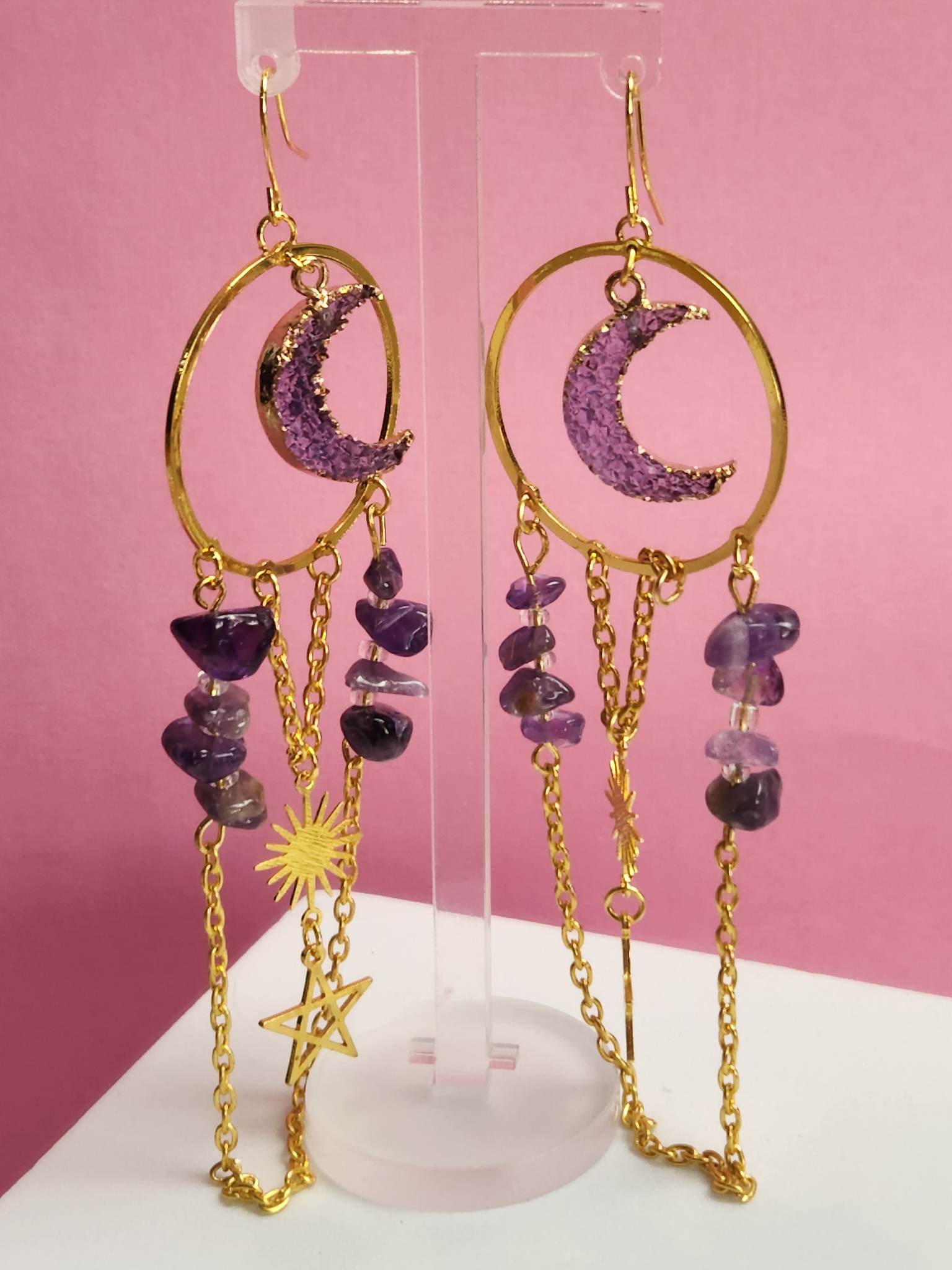 Crescent moon shop earrings dangle