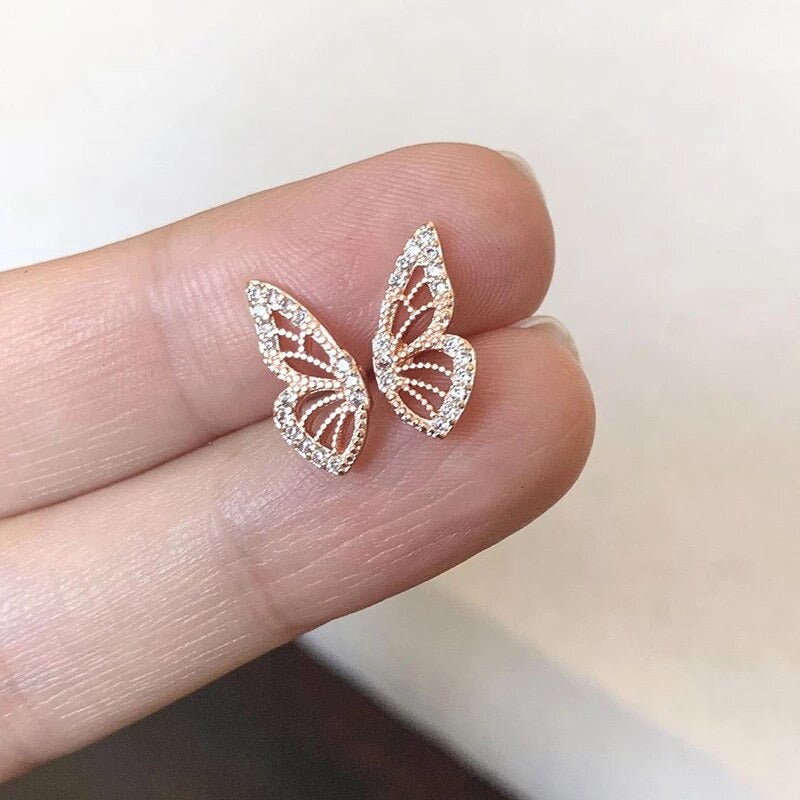 Butterfly wing clearance earrings gold